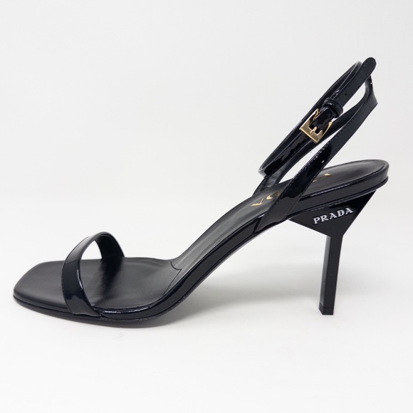 Prada Sandali Ankle Strap Black Patent Leather Stiletto Heels. Size 41 EU - Picture 2 of 8